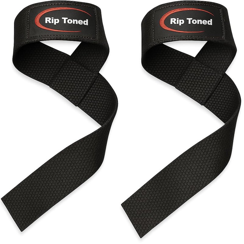 Rip Toned أحزمة المعصم للأداء من ريب تونيد لرفع الأثقال - أحزمة رفع مبطنة بطول 23 بوصة للرجال والنساء - أحزمة قطنية للجيم لرفع الأثقال، تدريب القوة، كمال الأجسام ورفع الأثقال - باللون الأسود بالكامل - Image 1